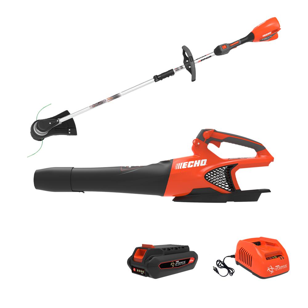 ECHO eFORCE 56V Cordless Battery Combo Kit 2-Tools, 16 in String Trimmer, 151 MPH, 526 CFM Blower w/2.5Ah Battery and Charger