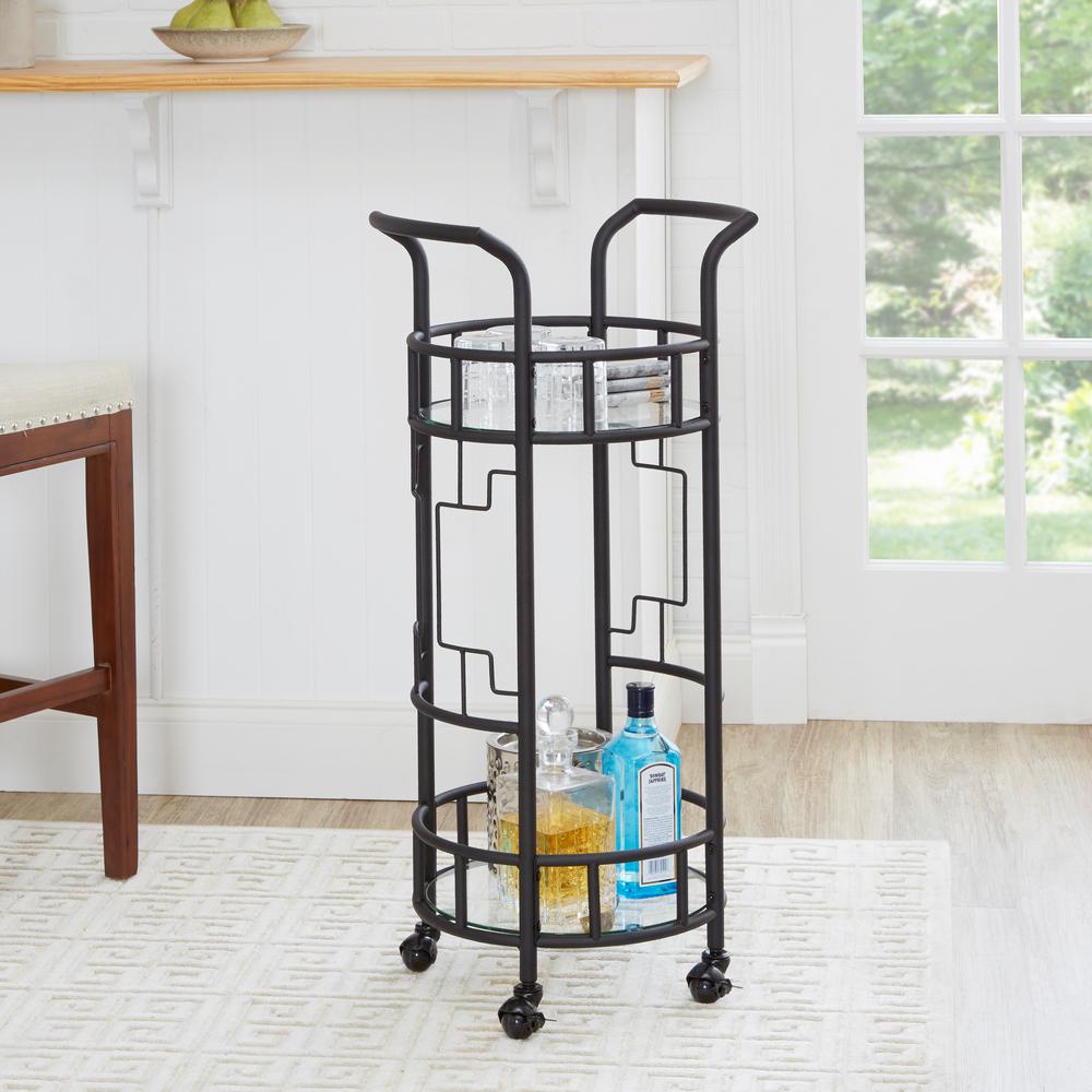 Silverwood Jules Round Hammered Black Bar CartCPFS1259RGHB The