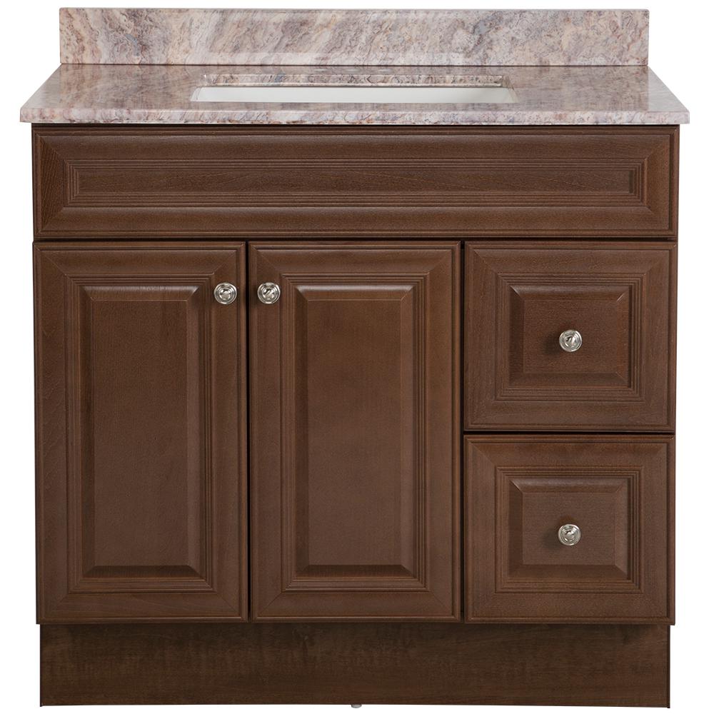 Glacier Bay Glensford 36 in. W x 22 in. D Bath Vanity in Butterscotch