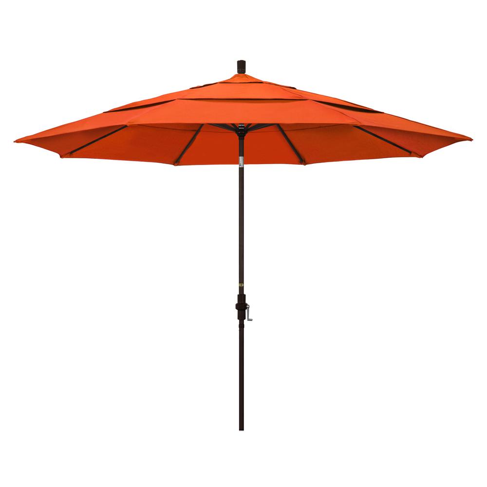 California Umbrella 11 Ft Stone Black Aluminum Market Crank Lift Patio Umbrella In Tangerine Sunbrella Gscu118302 5406 Dwv The Home Depot