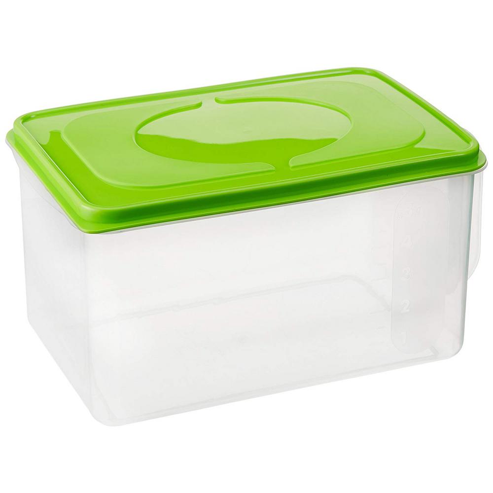 Sealed Plastic Kitchen Container With Handle In Green Lid Qi003219 