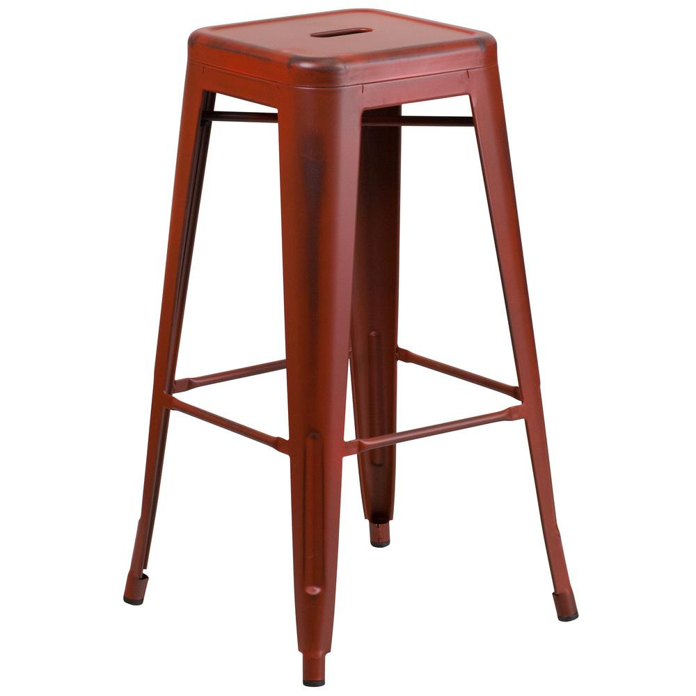 Flash Furniture 30 In Distressed Red Bar Stool Etbt350330rd The Distressed Red Bar Stool Etbt350330rd The Home Depot