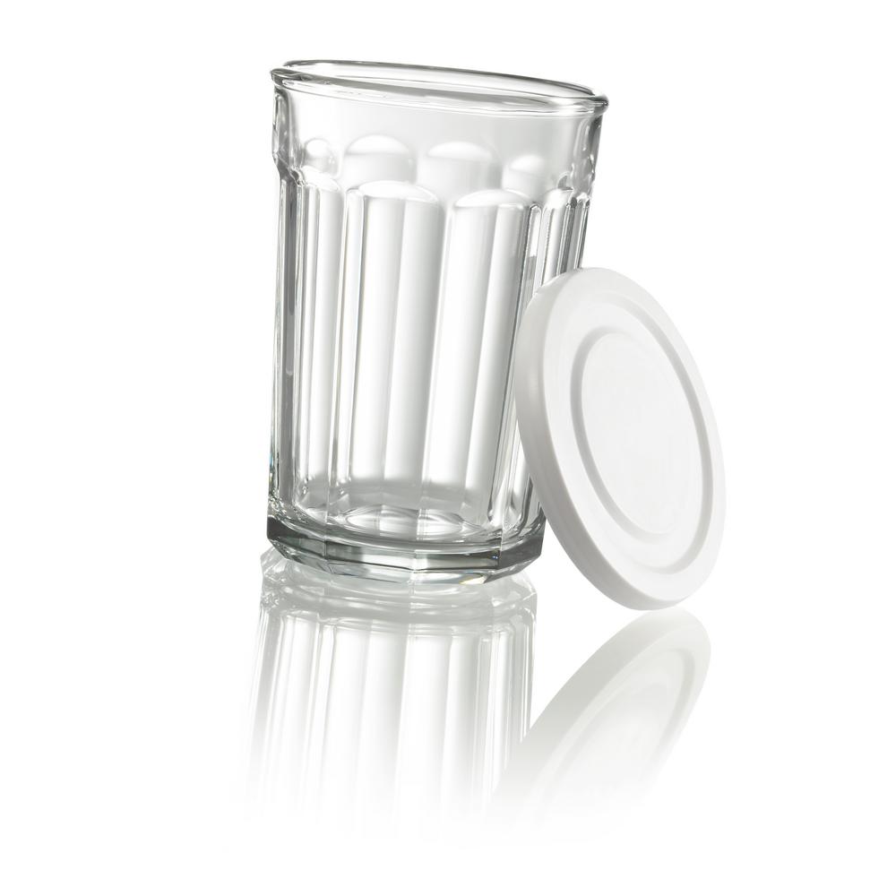Luminarc Working Glass 21 Ounce Storage Jar//Cooler with White Lid Set of 4 Clear