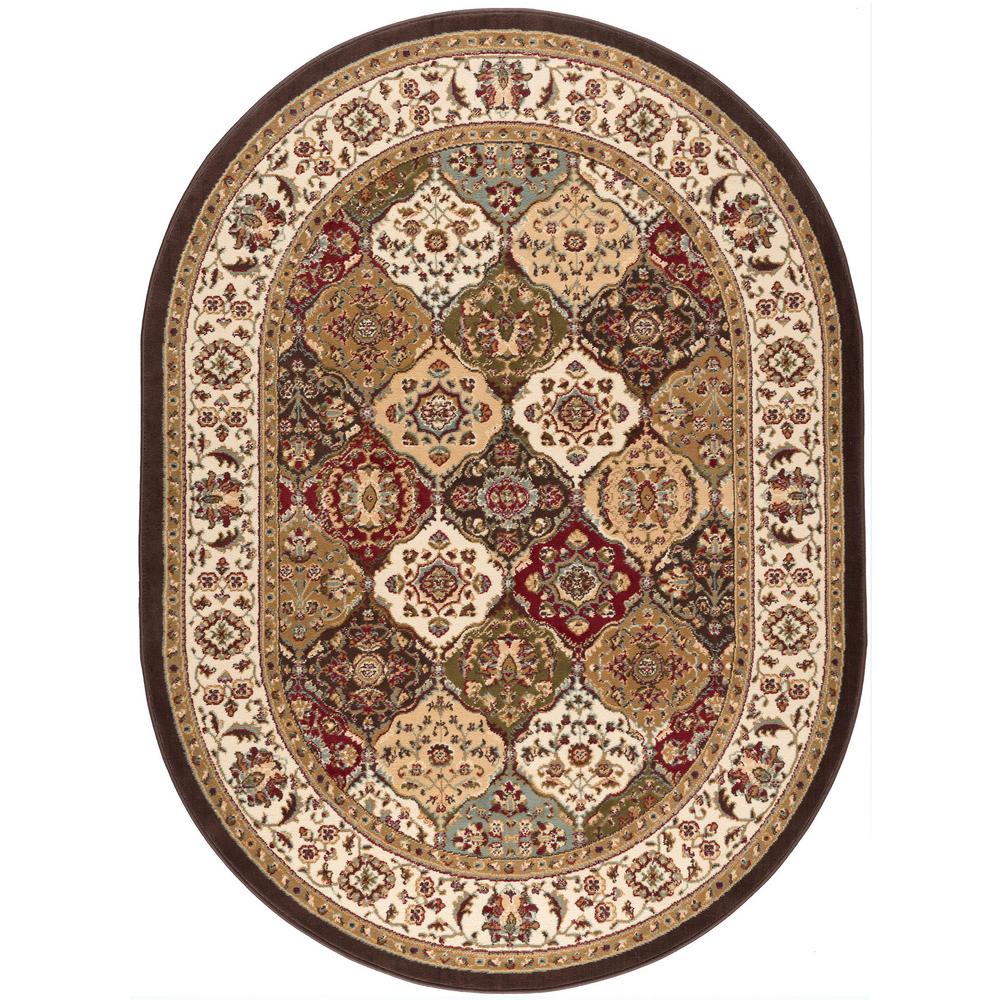 Tayse Rugs Laguna Multi 5 ft. 3 in. x 7 ft. 3 in. Oval Indoor Area Rug