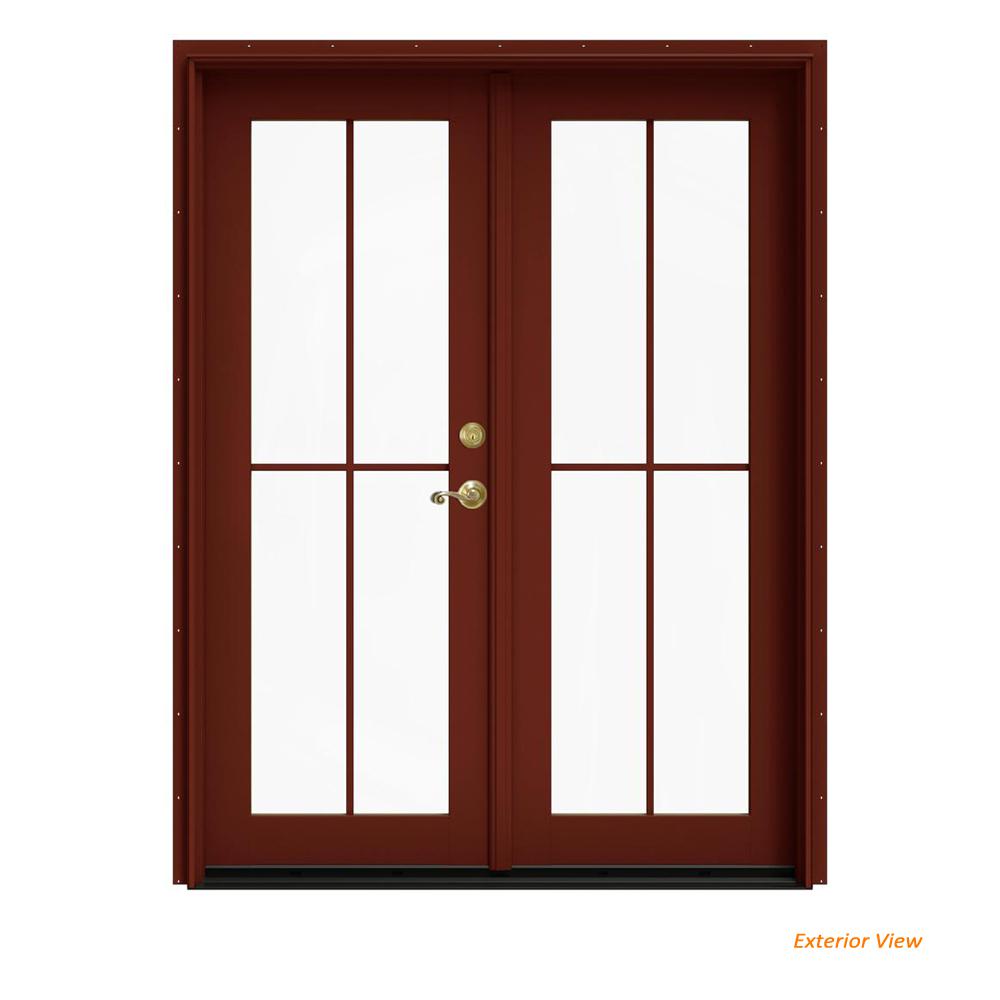Jeld Wen 60 In X 80 In W 2500 Red Clad Wood Left Hand 4 Lite