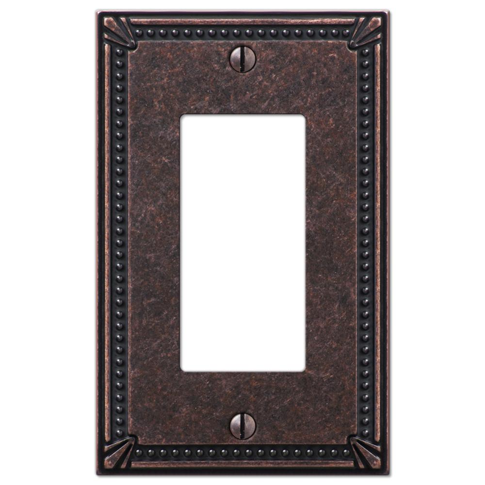 Amerelle Imperial Bead Tumbled 1 Decora Wall Plate Aged Bronze 74RAZ   Bronze Amerelle Rocker Light Switch Plates 74raz 64 1000 