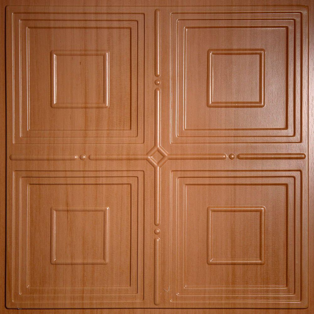 Ceilume Jackson Faux Wood Caramel 2 Ft X 2 Ft Lay In Or Glue Up Ceiling Panel Case Of 6