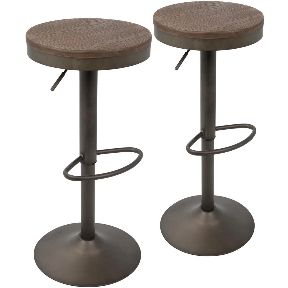 Lumisource Dakota Antique And Brown Adjule Barstool Set Of 2 Dakota Antique And Brown Adjule Barstool Set Of 2
