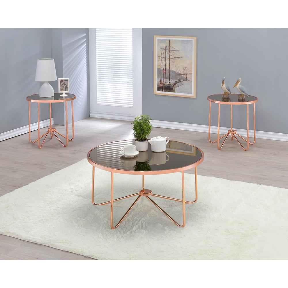 Alivia Rose Gold And Smokey Gl Top End Table Alivia Rose Gold And Smokey Gl Top End Table