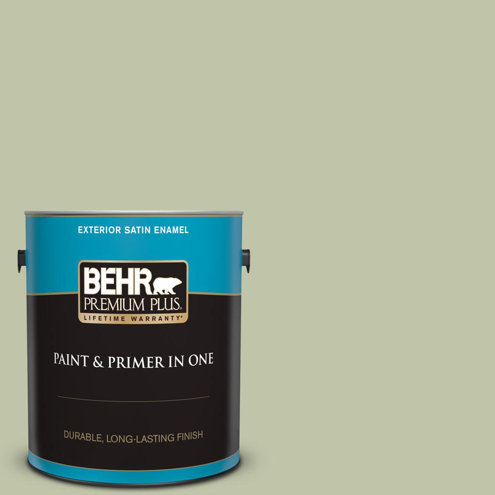 BEHR Premium Plus 1 gal. PPU1008 Minted Lemon Satin Enamel Exterior