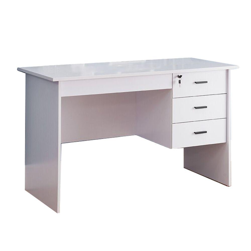 Benjara 47 25 In White Rectangular 3 Drawer Writing Desk With