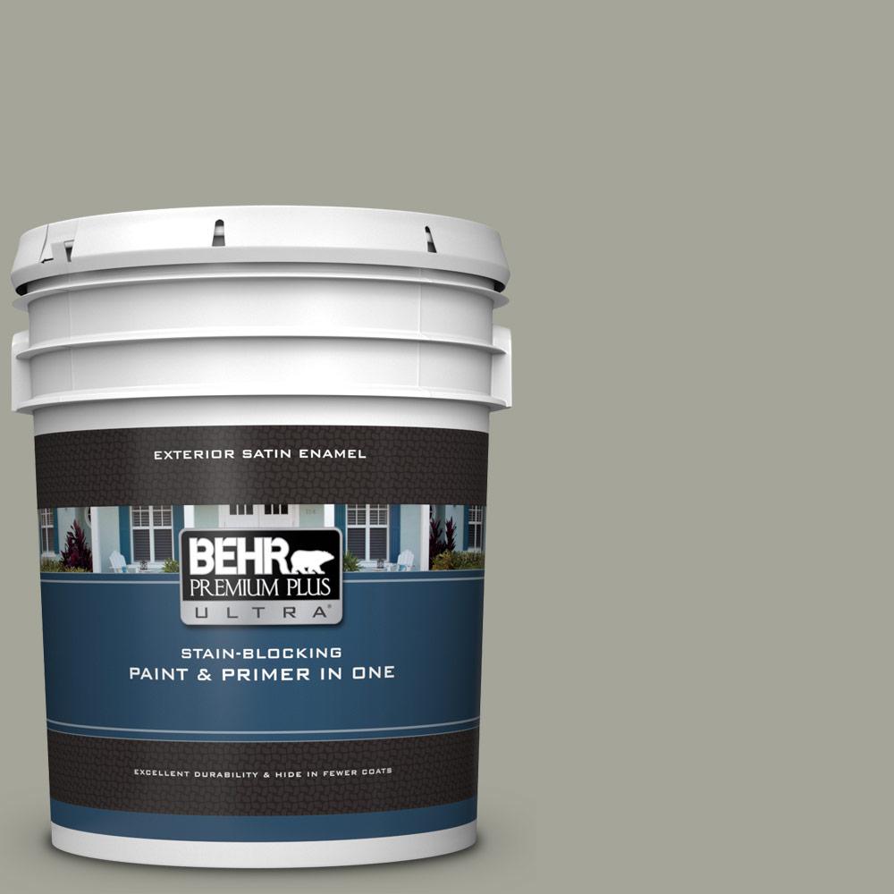 BEHR Premium Plus Ultra 5 gal. N3704A Historical Gray Satin Enamel