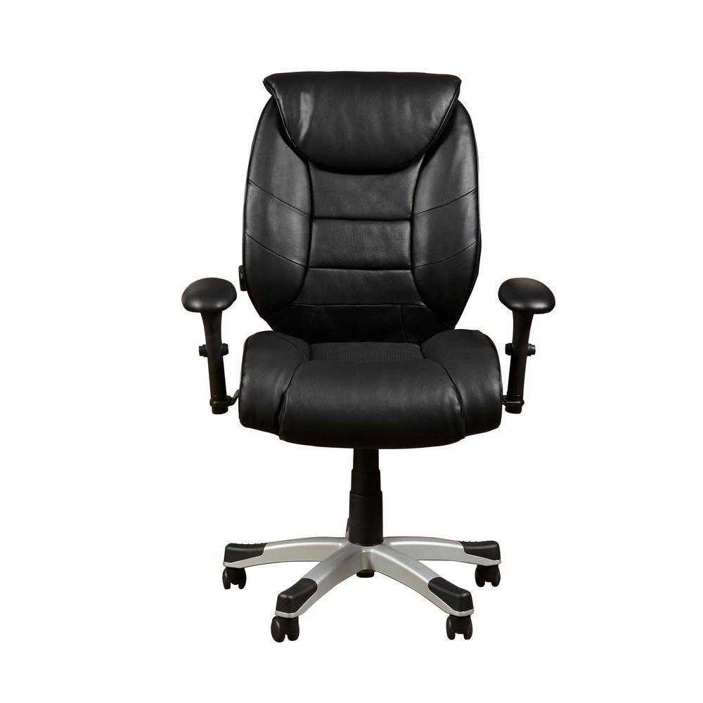 PRI Bovina Black Leather Memory Foam Office Chair-DS-1942-452-3 - The Home Depot