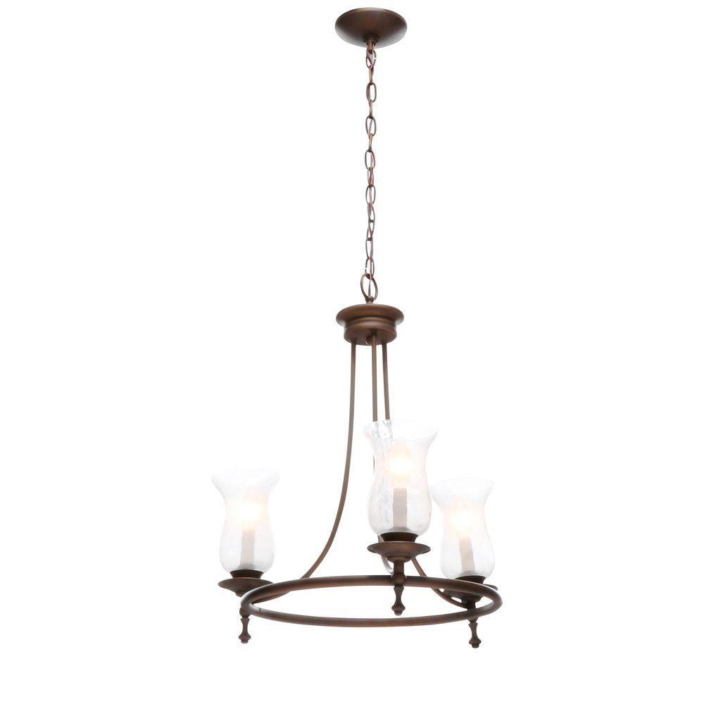 Hampton Bay Grace 3 Light Rubbed Bronze Chandelier With Seeded Hampton Bay Grace 3 Light Rubbed Bronze Chandelier With Seeded Glass Shades 14690 The Home Depot