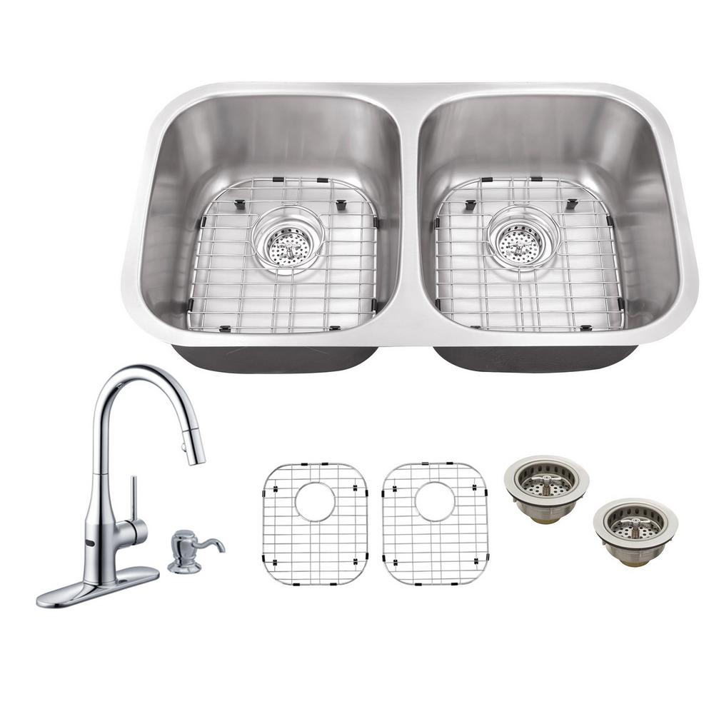 Schon All In One Undermount Stainless Steel 32 Double Bowl Schon All In One Undermount Stainless Steel 32 Double Bowl Kitchen Sink