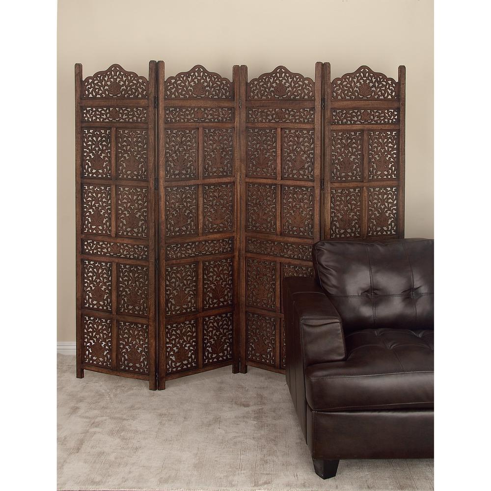 Litton Lane 80 In X 72 Large 4 Panel Brown Wood Screen Decorative Room Divider 23782 The Home Depot - Home Depot Wall Dividers Litton Lane 80 In X 72 Large 4 Panel Brown Wood Screen Decorative Room Divider 23782 The Home Depot - Home Depot Wall Dividers