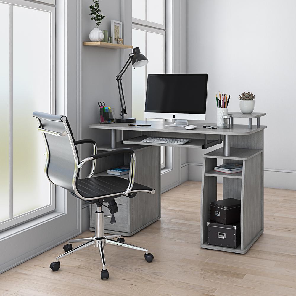 Techni Mobili 48 In Gray Rectangular 2 Drawer Computer Desk With