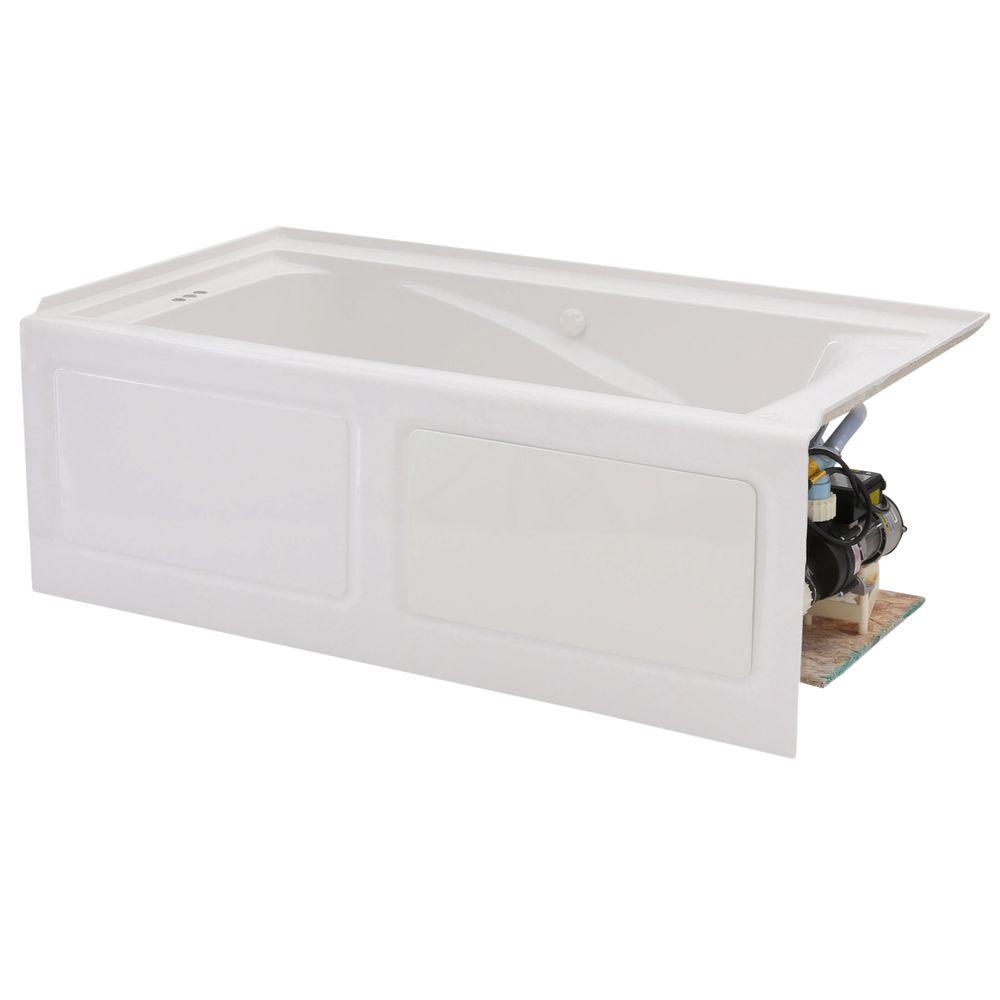 American Standard White Jetted Whirlpool Alcove Bathtubs Acrylic Left Drain Rectangular Alcove Whirlpool Bathtub In White