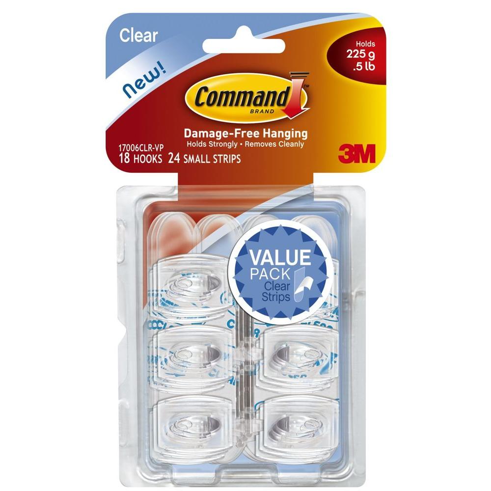 Command Mini Clear Hooks with Clear Strips (18-Pack)-17006CLR-VP - The ...