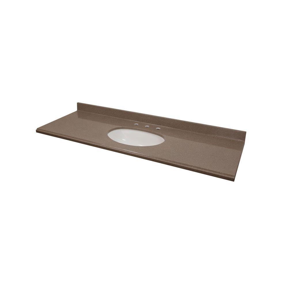 St. Paul 61 in. Colorpoint Composite Vanity Top in Mocha with White
