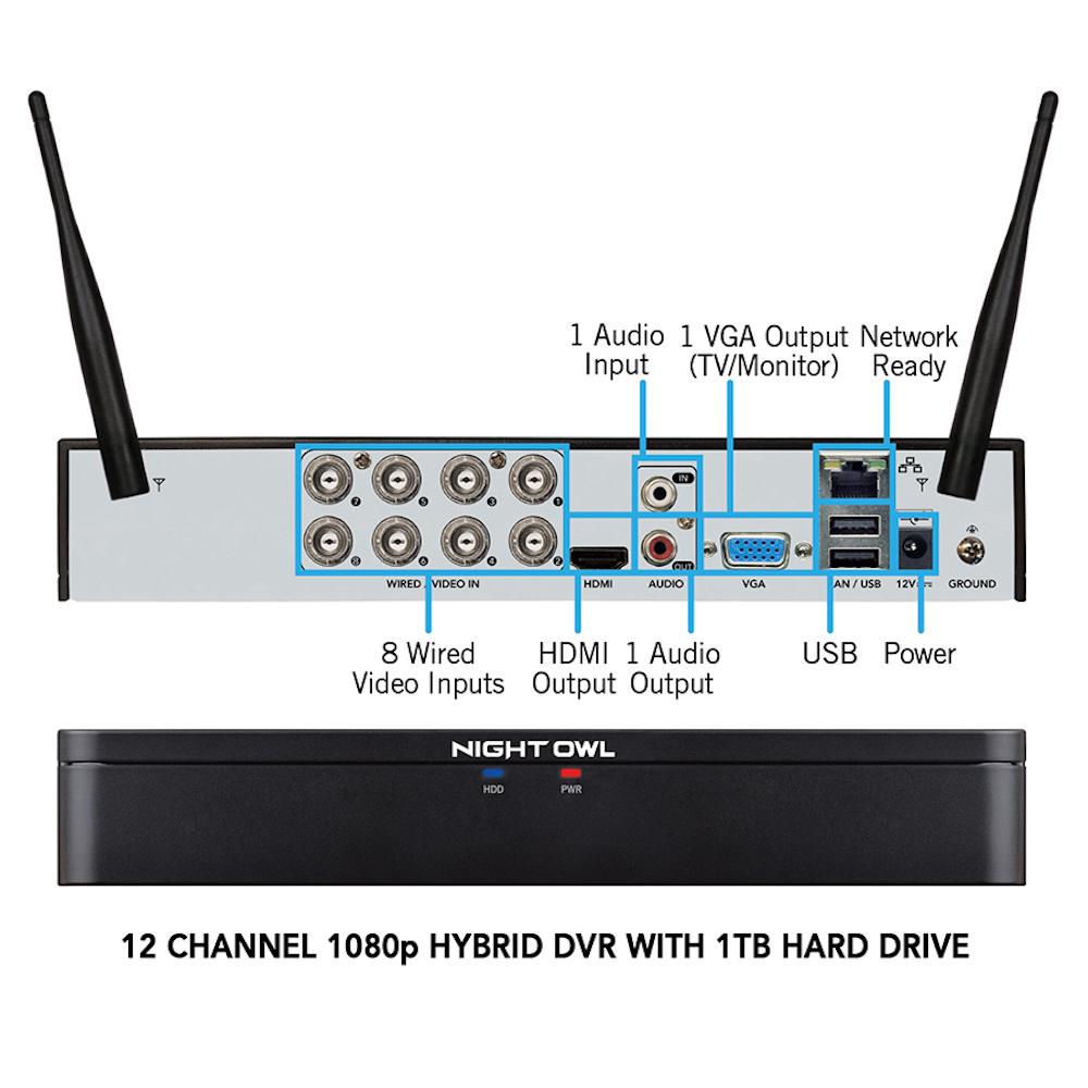 Night Owl 8 Channel 1080p 1tb Dvr Security Surveillance System With 4 Wired Human Detection Bullet Cameras C2x1 84 The Home Depot