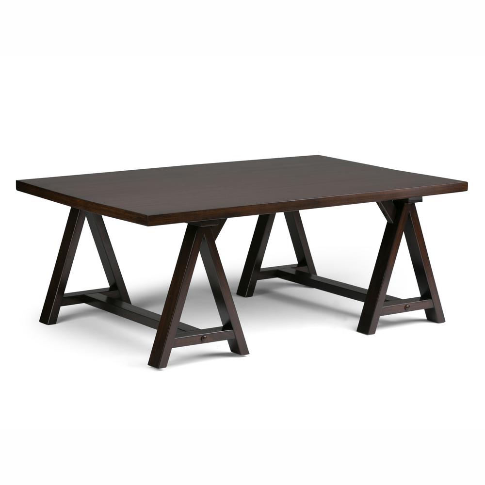 Simpli Home Sawhorse Solid Wood Coffee Table In Dark