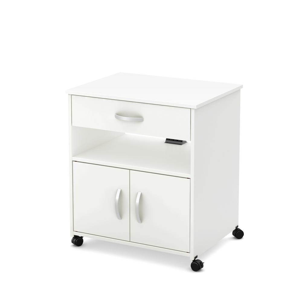 South Shore Axess Microwave Cart On Wheels Pure White 10012 The
