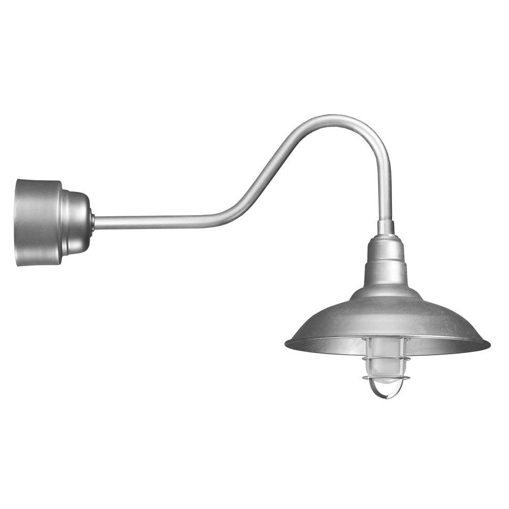 Illumine 1Light Outdoor Galvanized Angled Arm Wall Sconce with Frosted