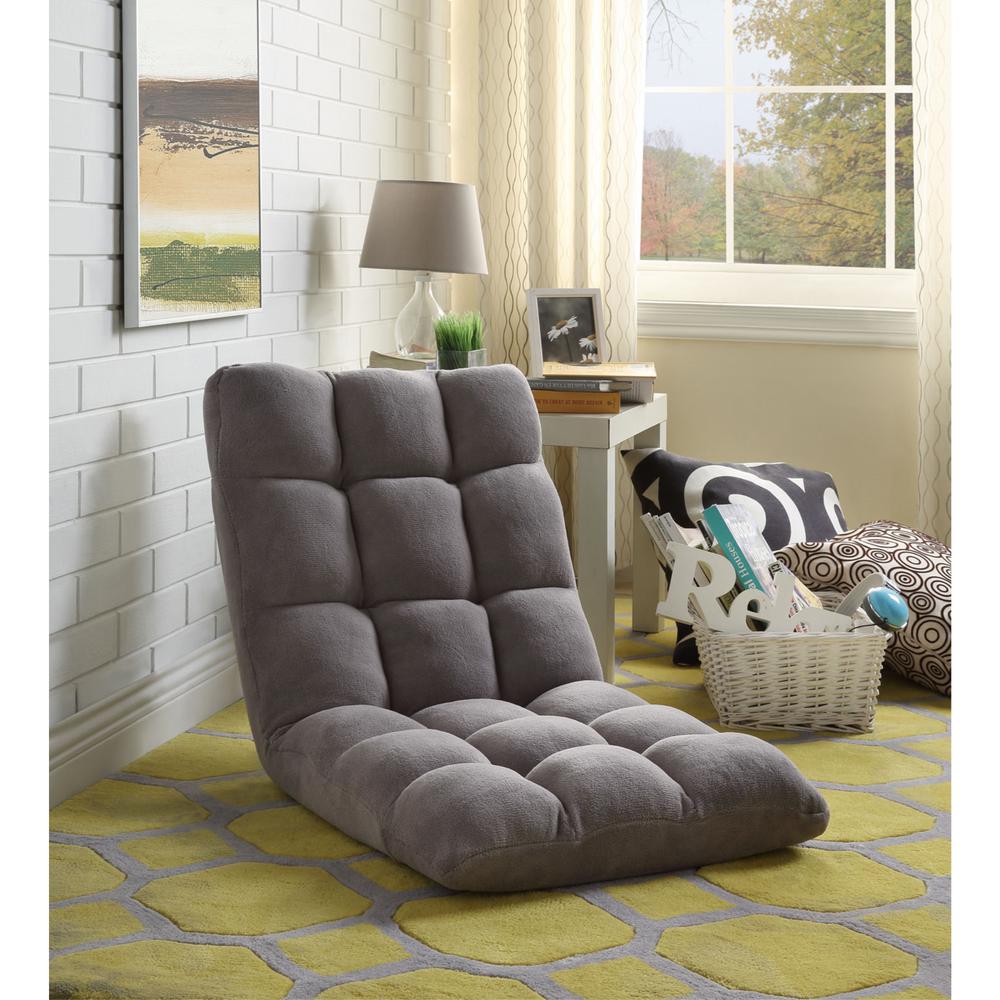 Loungie Microplush Grey Quilted Folding Gaming Chair Floor