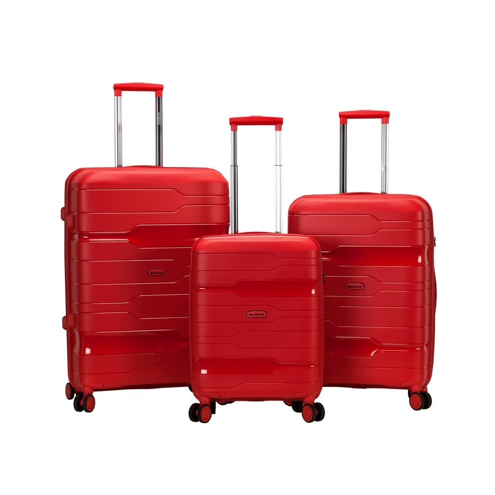 red hardside luggage