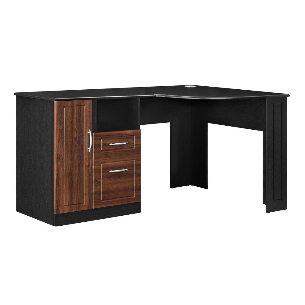 Corner Unit Desks Home Office Furniture The Depot Wilson Cherry And Black Desk With Storage