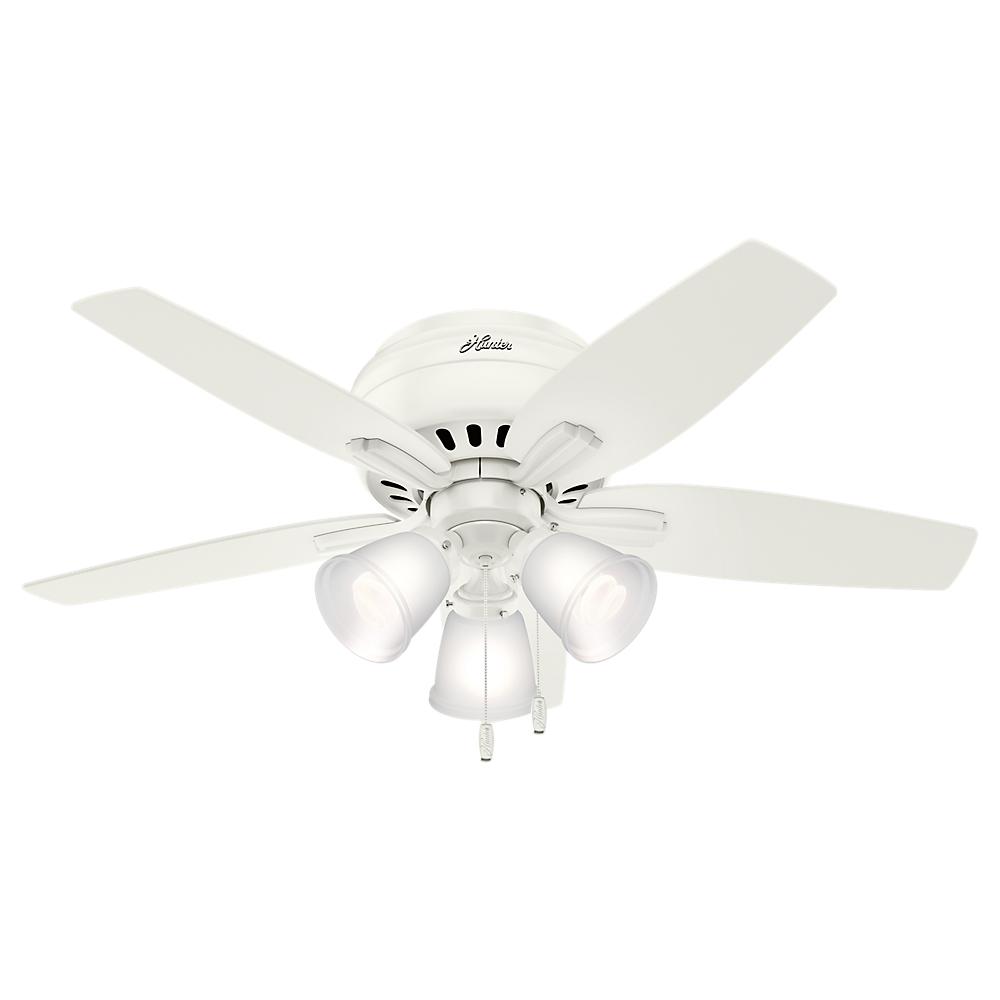 Hunter Newsome 42 In Led Indoor Low Profile Fresh White Ceiling Fan With 3 Light Kit