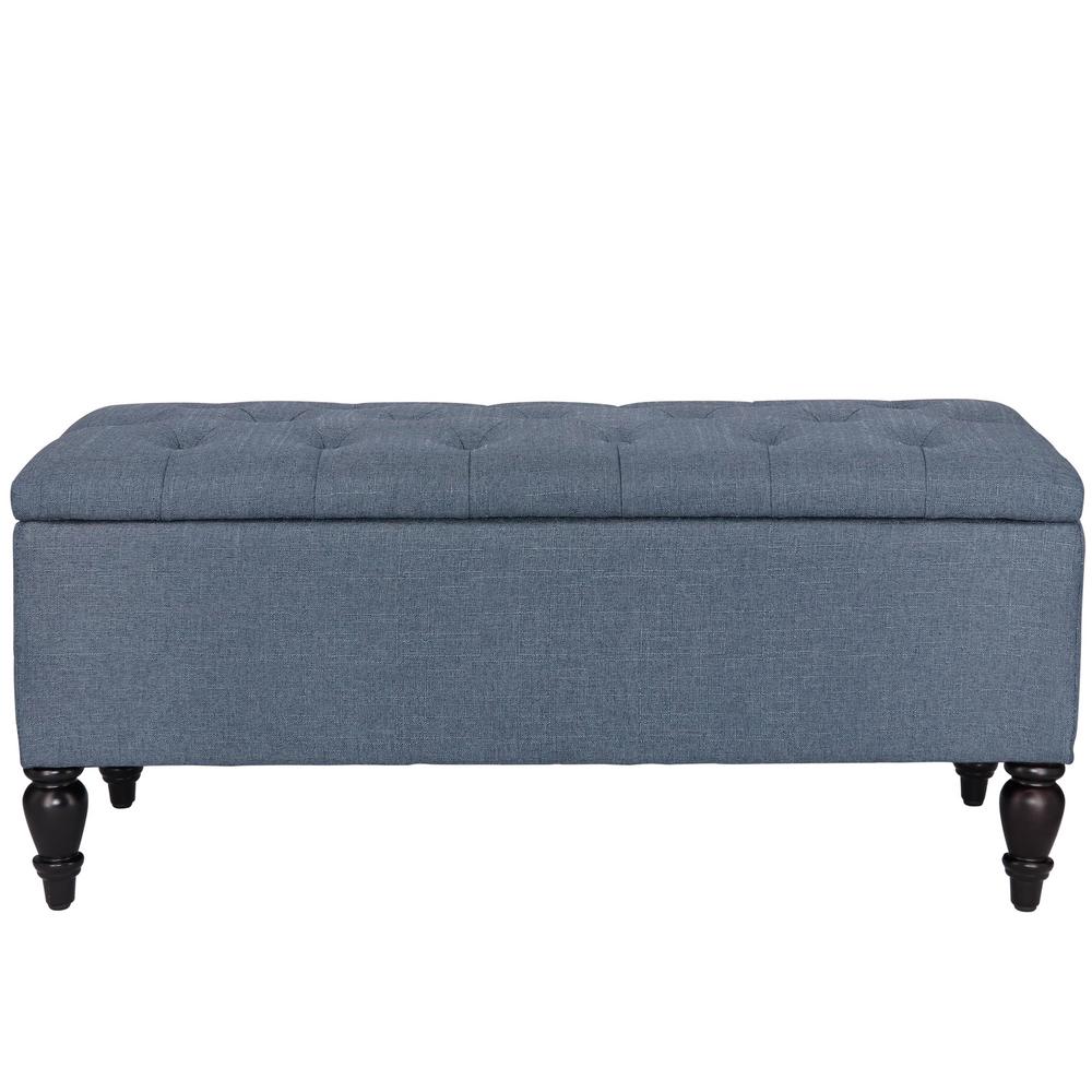 Maypex 38 in. Navy Upholstered Ottoman Storage Bench300252NV The Home Depot