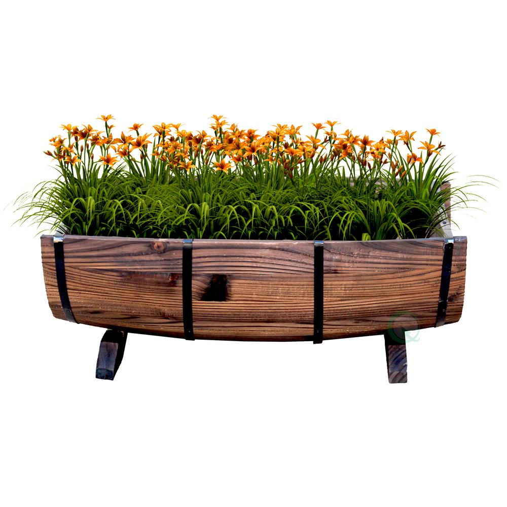 Vintiquewise Half Barrel Garden Planter - Large-QI003140.L - The Home Depot