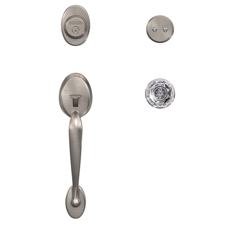 Schlage Plymouth Satin Nickel Dummy Door Handleset with Alexandria