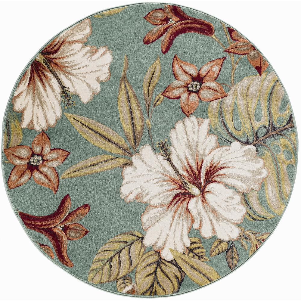 Tayse Rugs Capri Seafoam 5 ft. 3 in. Transitional Round Area Rug