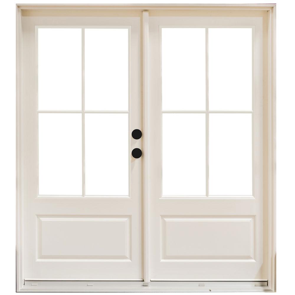 MP Doors 60 in. x 80 in. Fiberglass Smooth White LeftHand Inswing Hinged 3/4Lite Patio Door