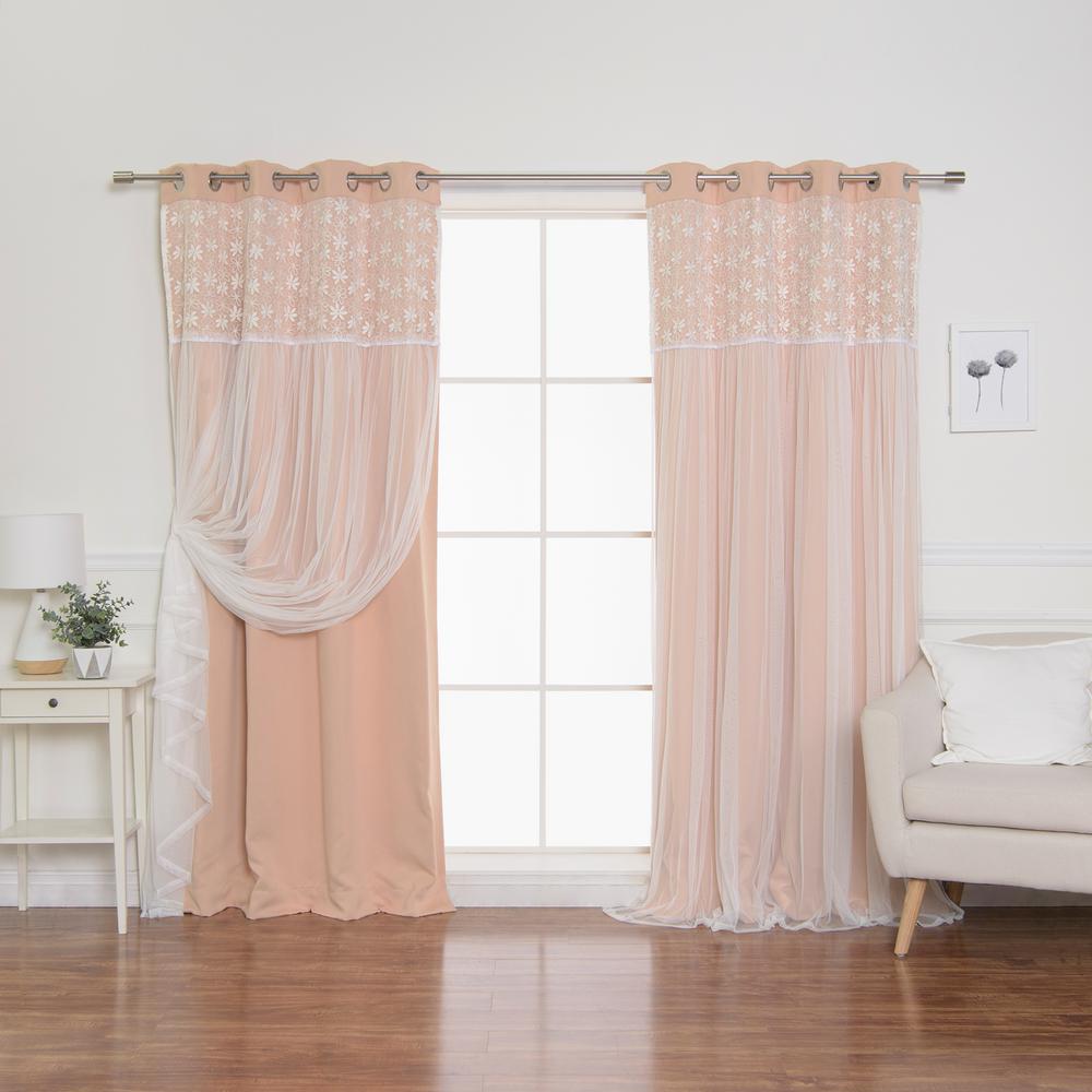 Best Home Fashion Indie Pink 84 In L Irene Lace Overlay Blackout