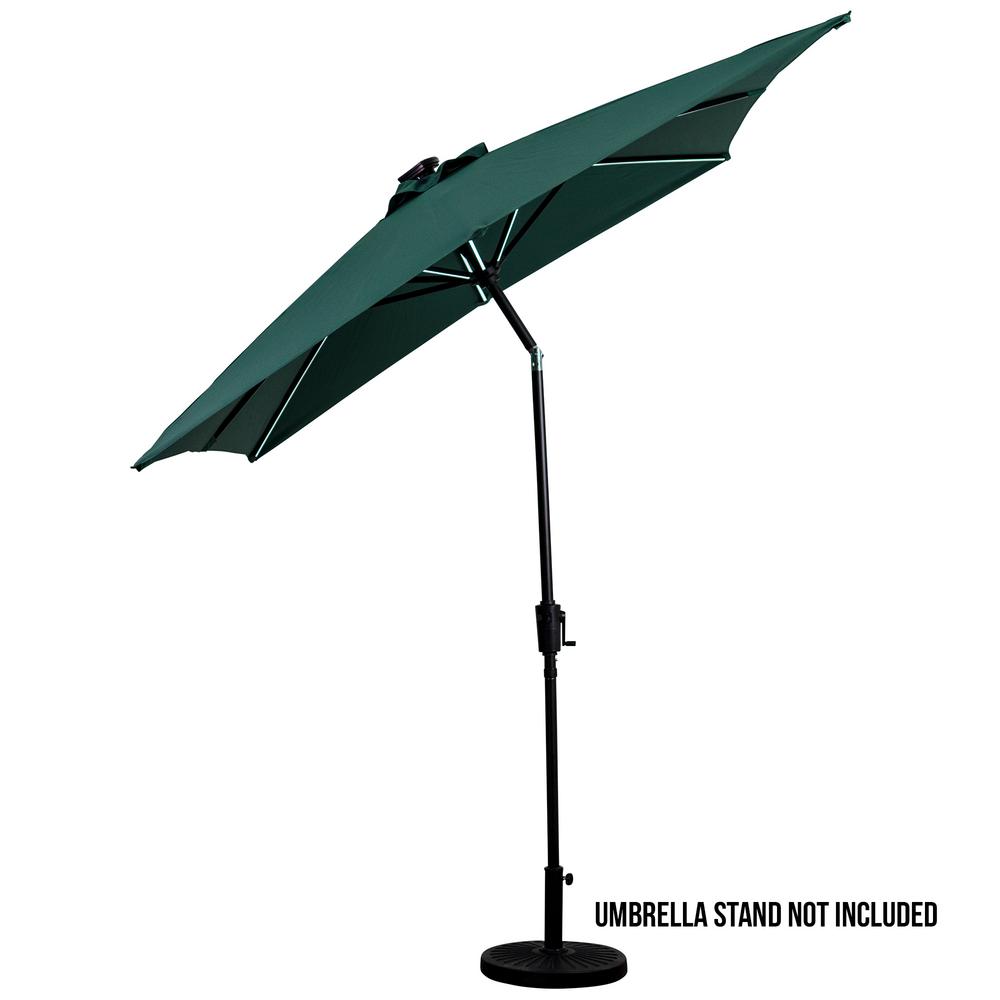 Sunray 9 Ft X 7 Ft Market Rectangular Next Gen Solar Lighted Patio Umbrella In Hunter Green 841054 The Home Depot