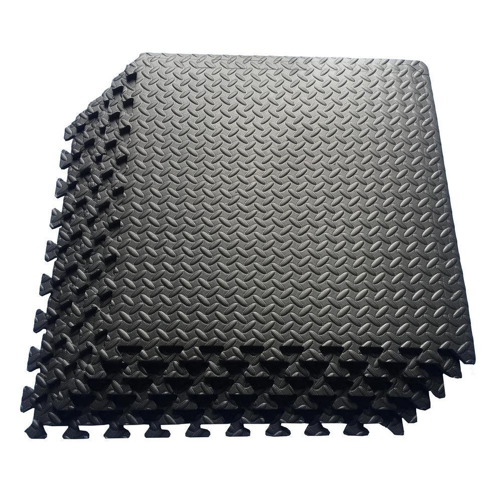 Indoor Gym Flooring Exercise The Home Depot Multi Purpose Black 24 In X Eva Foam Interlocking Anti