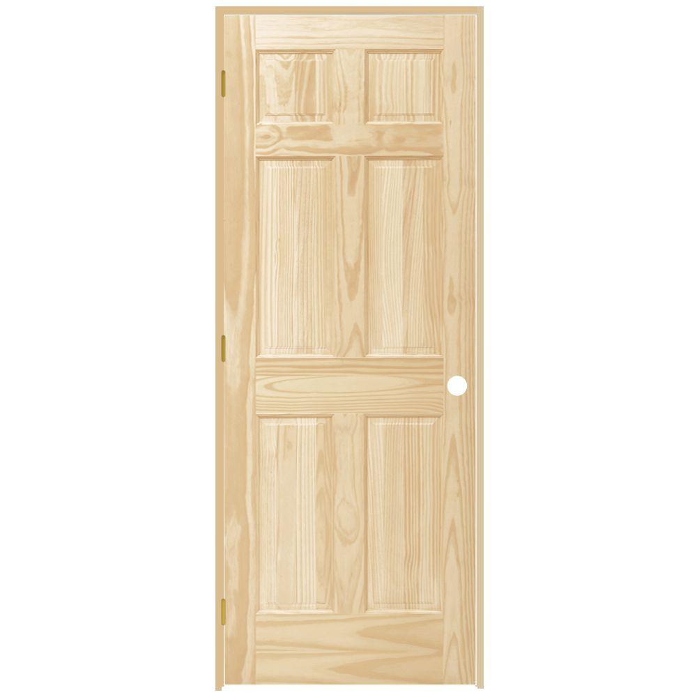 Steves & Sons 30 in. x 80 in. 6-Panel Solid Core Unfinished Pine Single