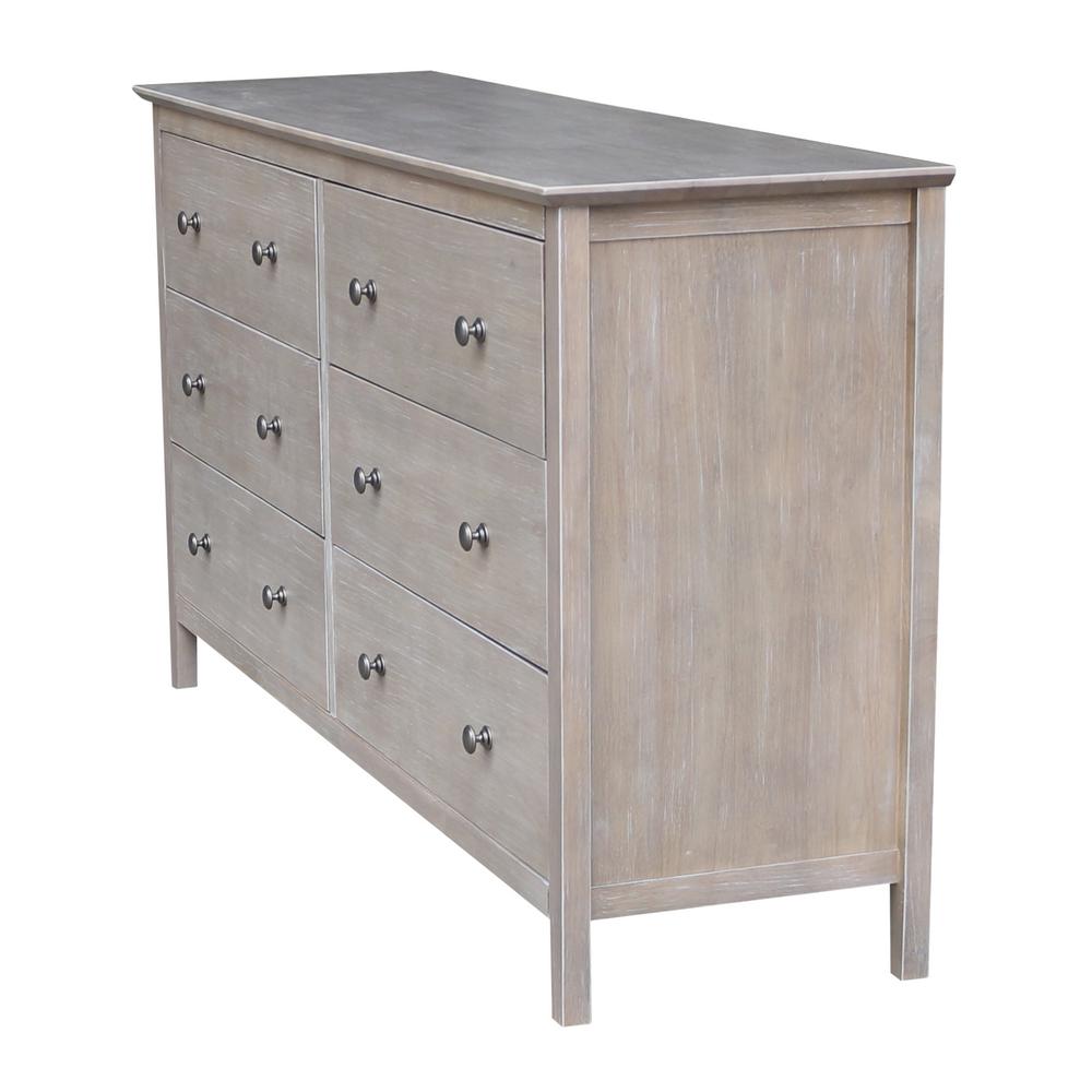 International Concepts Brooklyn 6 Drawer Weathered Gray Taupe Internet 306699572 4 International Concepts Brooklyn 6 Drawer Weathered Gray Taupe Dresser