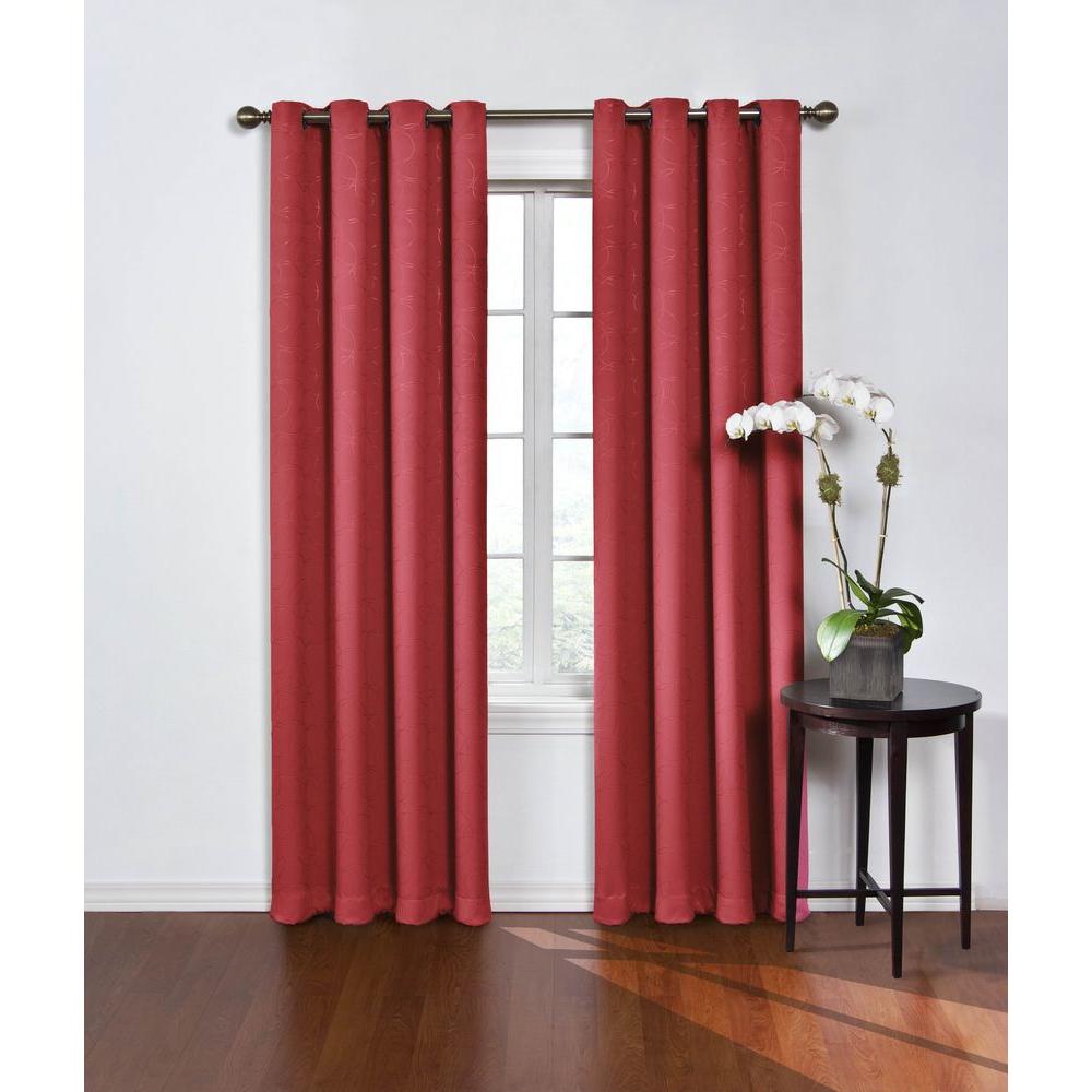 Eclipse Round and Round Blackout Window Curtain Panel in Wine 52 in