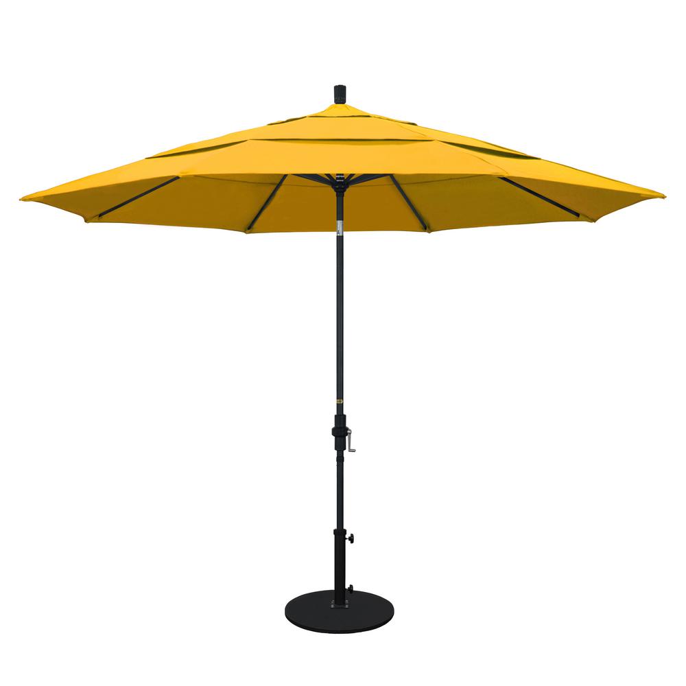 California Umbrella 11 Ft Aluminum Collar Tilt Double Vented Patio Umbrella In Yellow Pacifica Gscu118302 Sa57 Dwv The Home Depot