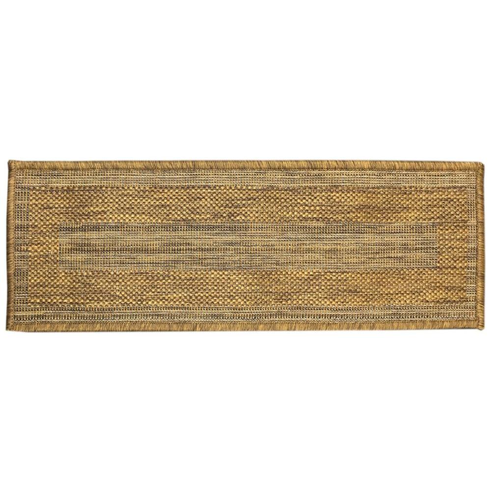 Ottomanson Jardin Collection Bordered Design Brown 9 in. x 26 in