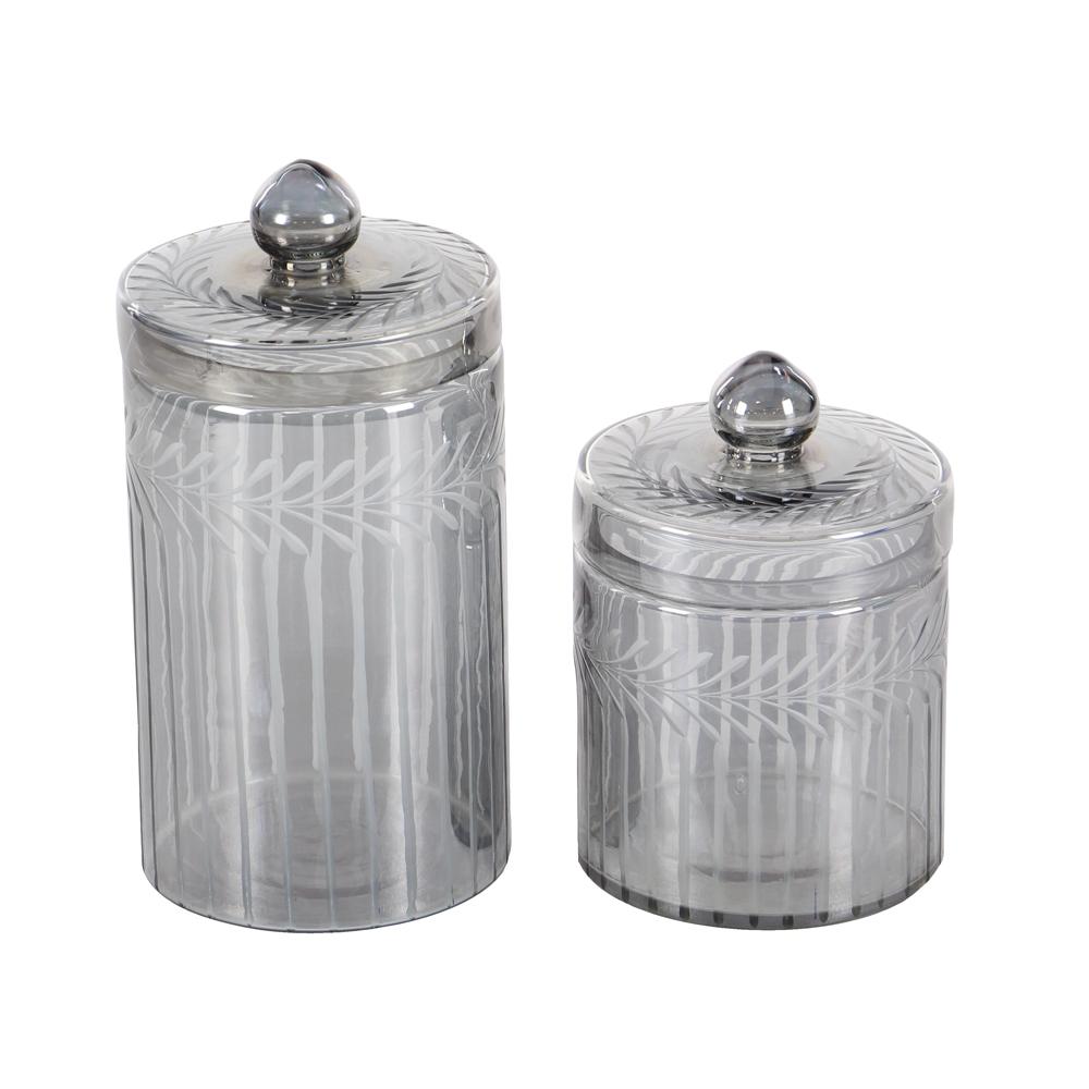 Litton Lane 10 In And 7 In Elegant Decorative Frosted Glass Jars