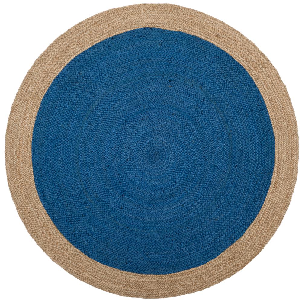 Safavieh Natural Fiber Royal Blue/Beige 4 ft. x 4 ft. Round Area Rug