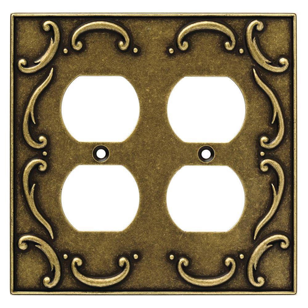 Liberty Mandara Decorative Double Duplex Outlet Cover, Brushed Nickel