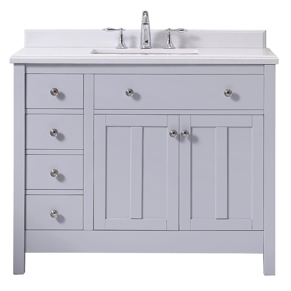 OVE Decors Newcastle 42 in. W x 21 in. D Vanity in Dove Gray with