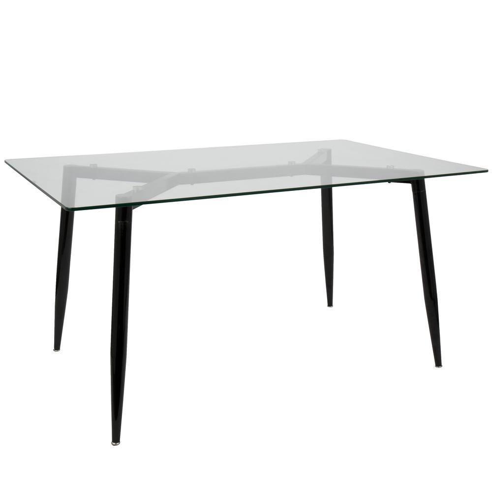 Lumisource Clara Rectangular Black Dining Table With Clear Tempered Lumisource Clara Rectangular Black Dining Table With Clear Tempered Glass
